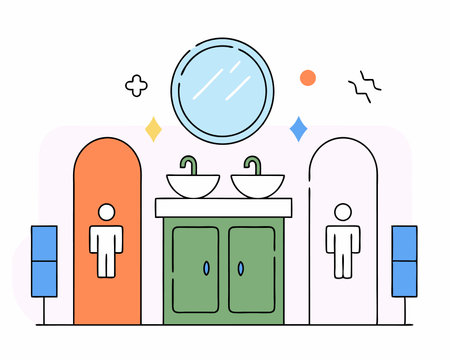 Girls and boys washroom concept illustrationのイラスト素材