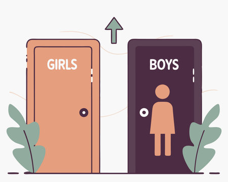 Girls and boys washroom concept illustrationのイラスト素材