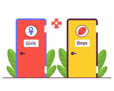 Girls and boys washroom concept illustrationのイラスト素材