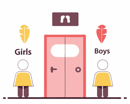 Girls and boys washroom concept illustrationのイラスト素材