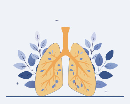 Lungs with foliage Healthy ecological lungs with leaves anti tuberculosis concept illustrationのイラスト素材