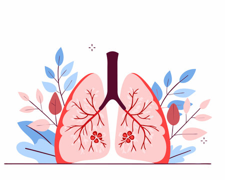 Lungs with foliage Healthy ecological lungs with leaves anti tuberculosis concept illustrationのイラスト素材