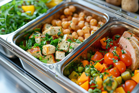 Catering buffet food for events. Food styling and restaurant meal serving concept.