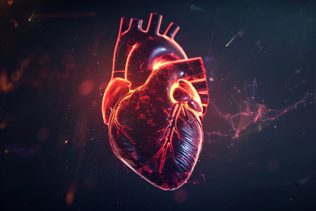 Human heart on a dark background. 3d rendering, 3d illustration.