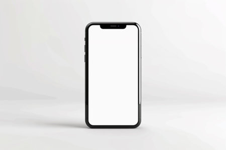 Realistic smartphone mockup with blank white screen. Vector illustration.