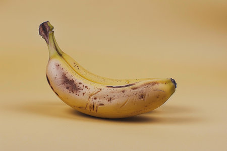 Banana on a yellow background. Close-up. Copy space.の写真素材
