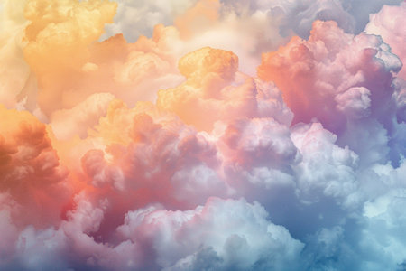 Colorful fluffy clouds in the sky.の写真素材