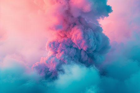 3D illustration of a huge cloud at sunset with a gradient from blue to pink.
