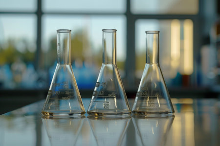 Laboratory glassware, science research and development concept, science background