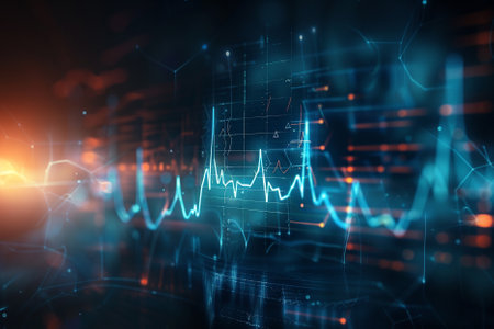 financial chart on technology abstract background represent stock market analysis. 3d rendering