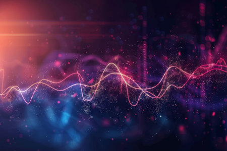 Abstract colorful background with lines and bokeh lights. 3D Rendering