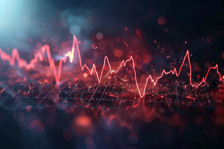 3d illustration of abstract technology background with high tech graphs and charts