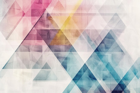 Geometric Abstract Background with Colorful Triangles and Copyspace