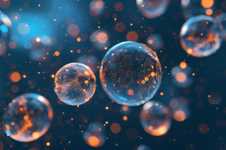 Bubbles in space. Abstract background. 3D rendering.