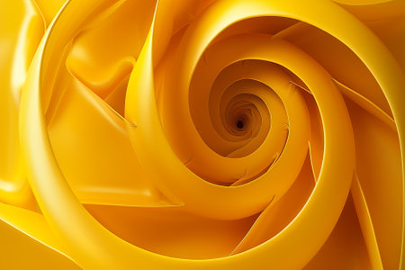 3d render of abstract background with swirls in yellow silk fabric