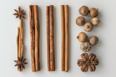 Cinnamon sticks, star anise and cinnamomumの写真素材