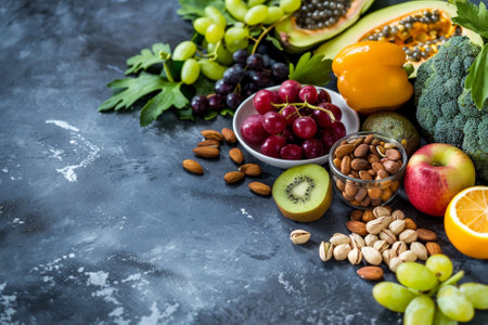 Healthy food clean eating selection: fruit, vegetables, superfoods and nuts.の写真素材