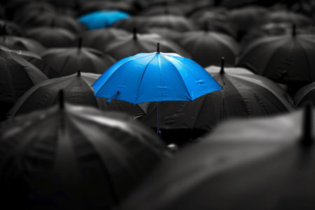 Umbrella in a crowd of people. 3D illustration.の写真素材