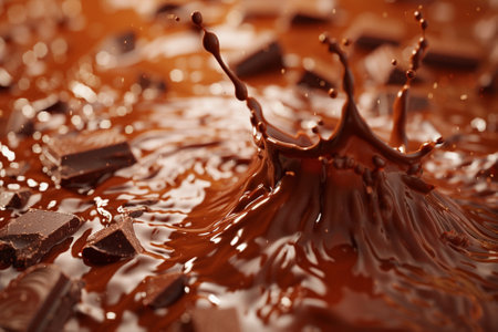 chocolate splash closeup on a brown background. High quality photoの写真素材