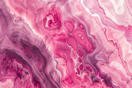 Abstract background of acrylic paint in pink and white tones. Liquid marble texture