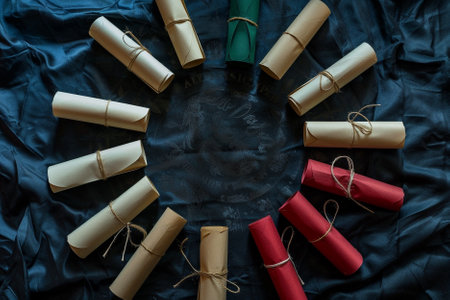 On a blue background. The concept of the new year.の写真素材