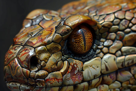 Macro close up of the eye of a viper. Natural background