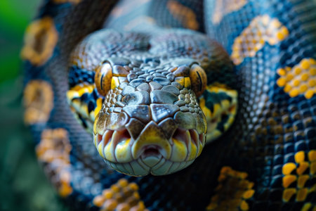 Close up of a boa constrictor (Python reticulatus)の写真素材