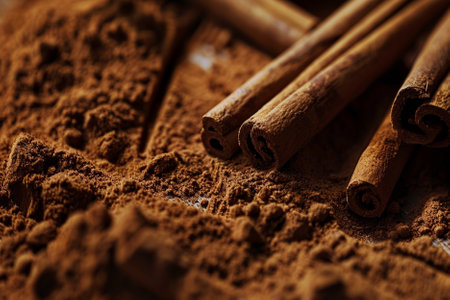 Cinnamon sticks and powder, closeup view. Selective focusの写真素材