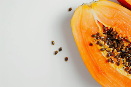 Papaya fruit isolated on white background with copy space for textの写真素材