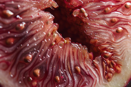 Close up of fresh figs with water drops, studio shot.の写真素材