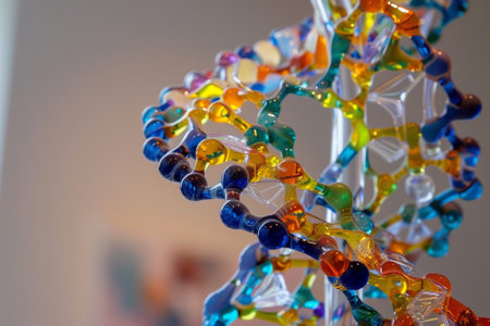 Molecular model of DNA on a white background close up.の写真素材