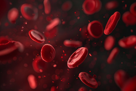Blood cells in red blood cells. 3d render illustration of blood cellsの写真素材