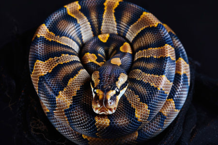 Royal Python on black background.の写真素材