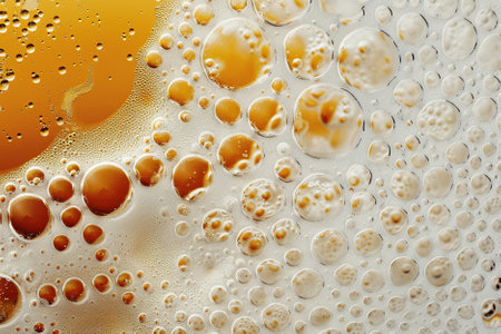 Bubbles of oil on the water surface. Abstract background.の写真素材