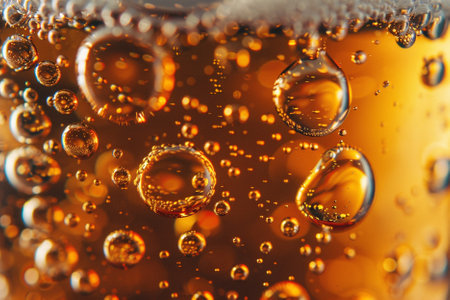Beer with bubbles on a dark background. Close-up. Macro