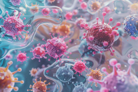 3d illustration of virus in abstract background. Coronavirus 2019-nCoV conceptの写真素材