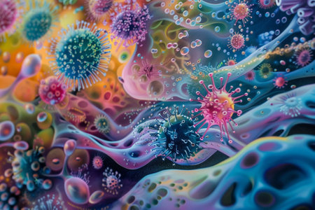 Microscopic view of virus cells.の写真素材