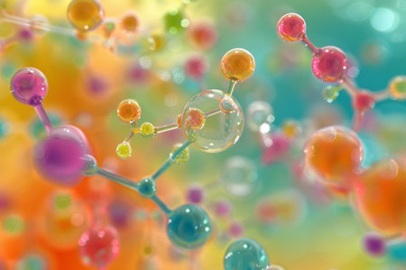 3d illustration of molecule structure. Science and medical background with molecules.の写真素材