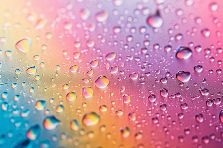 Water drops on a rainbow background. Abstract background with bokeh.の写真素材
