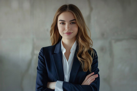 Portrait of a beautiful young business woman in a business suit.のeditorial素材