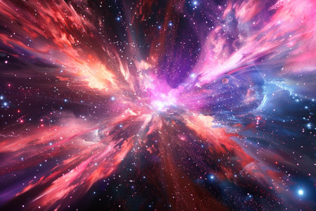Stars of a planet and galaxy in a free space Elements of this image furnished by NASA