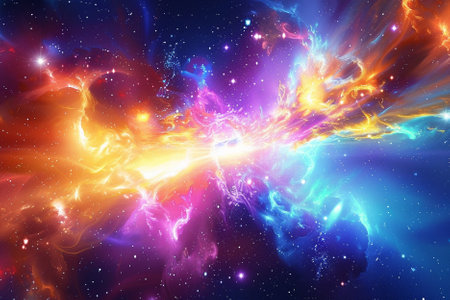 Colorful cosmic space background with stars and nebula. 3D rendering