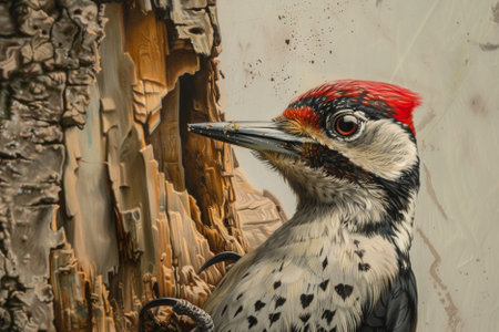 Male Red-backed Woodpecker (Dryocopus martius).