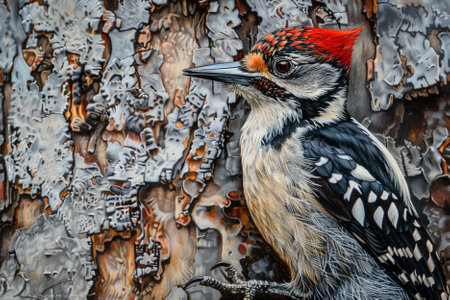 Great Spotted Woodpecker (Dendrocopos major). Wildlife scene from nature.の写真素材