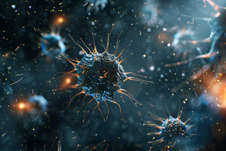 3D illustration of Swine Influenza. Swine Influenza is a type of communicable disease that is transmitted to humans via contaminated food or waterの写真素材