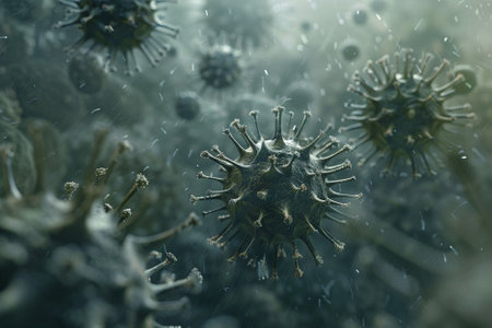 Viruses in the ocean. 3d illustration. Coronavirus 2019-nCoVの写真素材