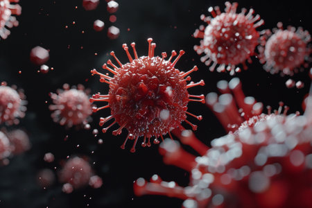 Coronavirus 2019-nCoV. Swine Influenza. Microscope virus. 3d renderの写真素材