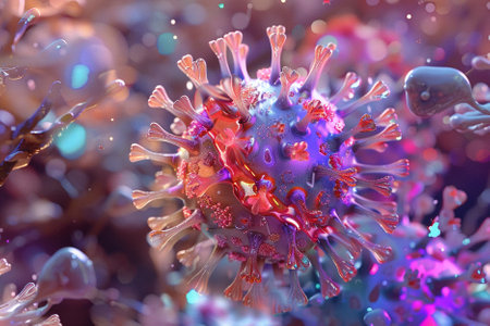 3D illustration of Swine Influenza Virus. Swine Influenza is a virus transmitted to humans via contaminated food or waterの写真素材