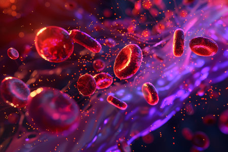 3d rendered illustration of red blood cells in high detail. Medical conceptの写真素材
