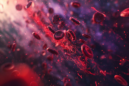 Red blood cells in vein. 3d render, 3d illustrationの写真素材